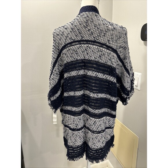 Style & Co New Cardigan Sweater Navy Blue Striped Short Sleeve Open Front Size S - Picture 5 of 8